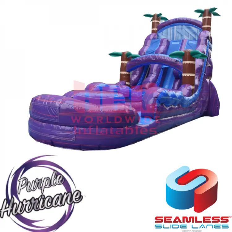 24ft Purple Hurricane Double Lane Water Slide