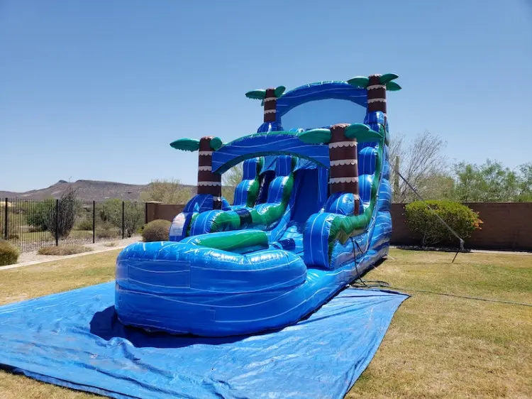 20ft Blue Hurricane Double Lane Water Slide