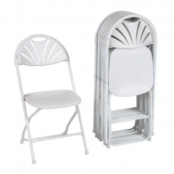 Chair White Fanback Folding 