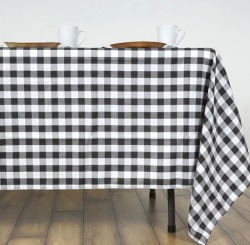 60x126 White-Red Buffalo Plaid Checkered Linen