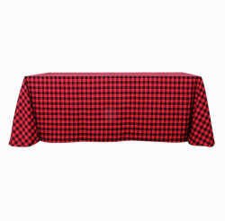 90x132 White-Red Buffalo Plaid Checkered Linen