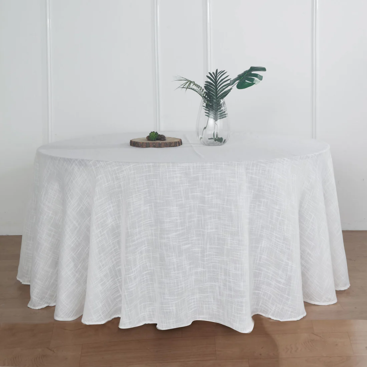 White Faux Linen 120